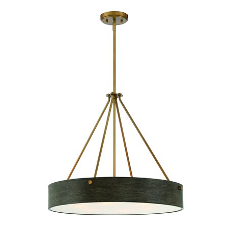 Designers Fountain Erba 60 Watt 6 Light Old Satin Brass Pendant with Grey Wood Shade D228M-24P-OSB